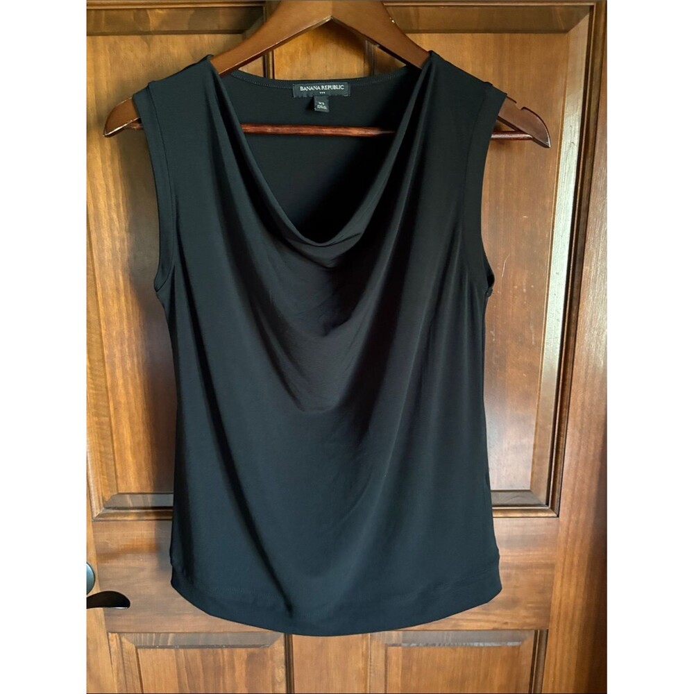 Banana Republic Deep Black Cowl Neck Sleeveless Top Women's XS